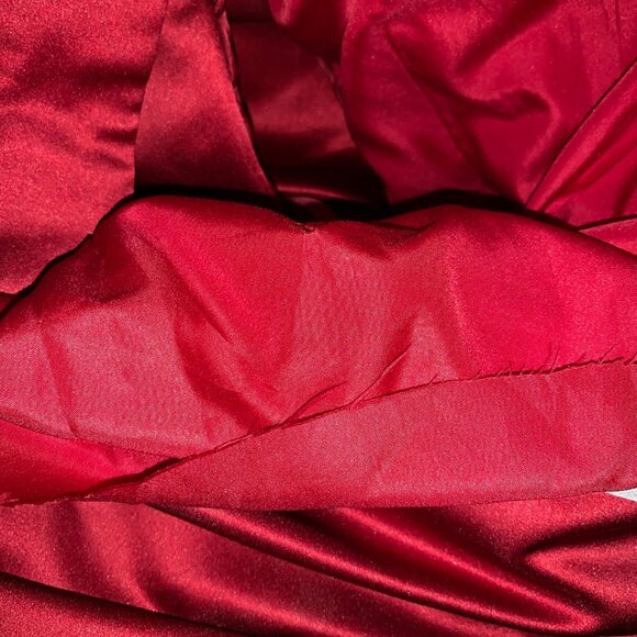 Glam Strapless Red Satin Pleated Cocktail Dress Corset Back M Hoco Bridesmaid - Picture 9 of 10